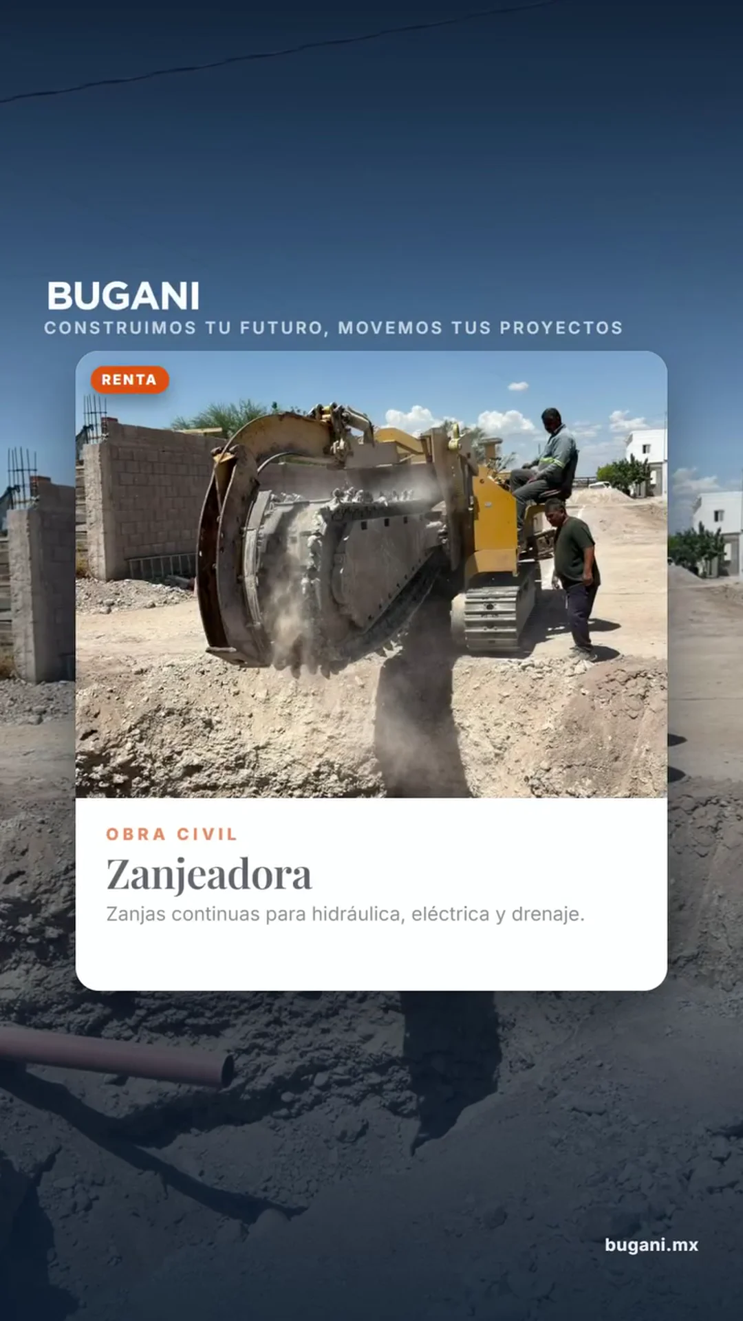 Reel de Bugani sobre renta de maquinaria