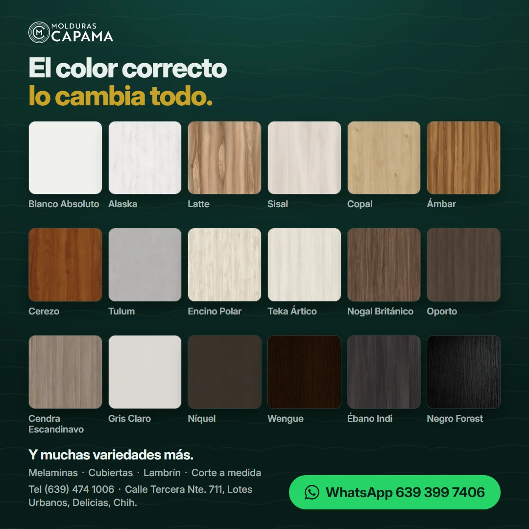 Post de la matriz de 18 melaminas de Molduras Capama
